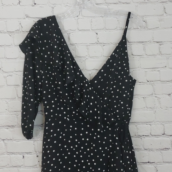 Jack by BB Dakota One Shoulder Polka Dot Dress Black/White Size S - Picture 5 of 8